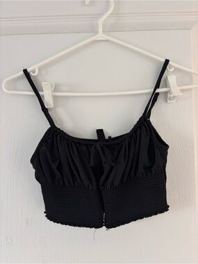Urban Outfitters Black Smocked Cropped Cami Top